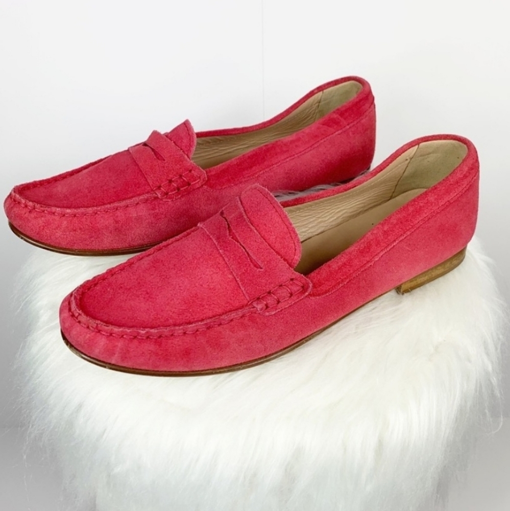 J. Crew James Loafers Fuchsia Hot Pink Suede EUC